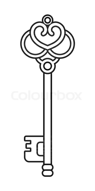 400x800 Vintage Key Black And White Stock Vector Colourbox