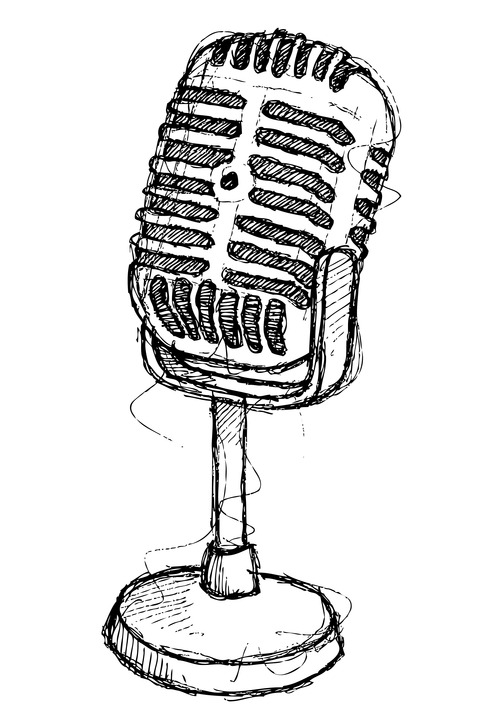 500x725 Microphone Drawing Old Time For Free Download