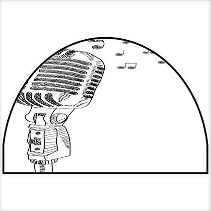 425x425 Anti Skid Area Rug Hand Drawn Image Of Microphone