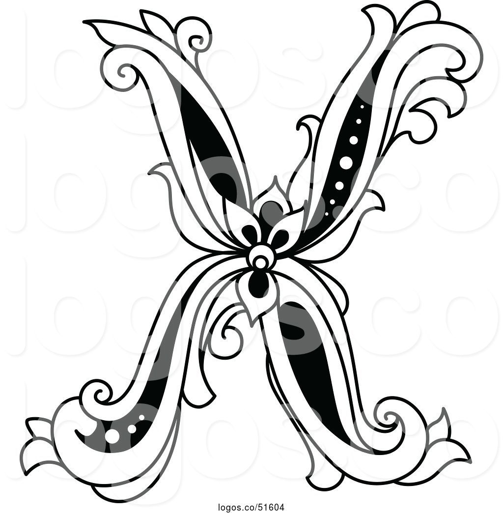 1024x1044 Logo Of Black And White Vintage Lowercase Floral Letter X