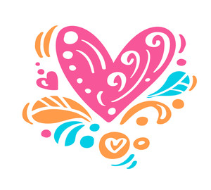 300x270 Vintage Hand Drawing Scandinavian Vector Heart For Valentines Day