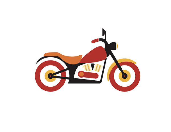 600x463 Red Retro Vintage Motorcycle Icon Isolated On White Background Art
