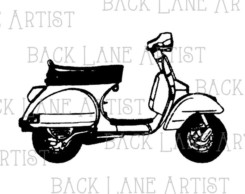 794x630 Vintage Motorcycle Scooter Clipart Lineart Illustration Etsy