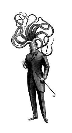 236x437 Antique Nautical Steampunk Octopus Vintage Victorian Kraken Sea