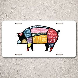 300x300 Pig Meat Chart Auto Car License Plate Sign Rust Vintage