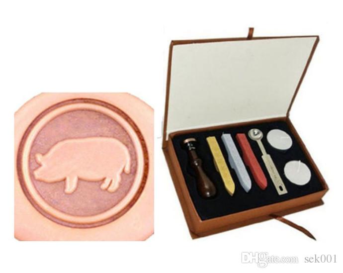 690x549 Vintage Cute Pig Wax Seal Stamp Kit With Wedding Invitations