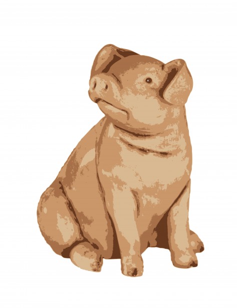 473x615 Vintage Pig Drawing