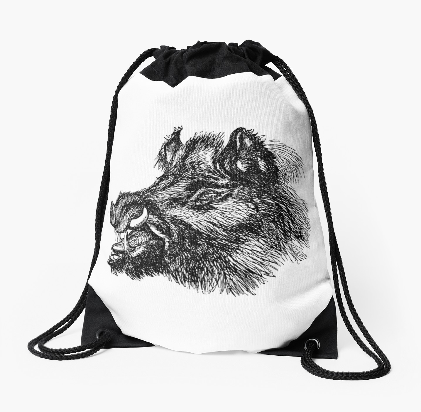 1435x1404 Vintage Wild Boar Head Illustration Retro Black And White