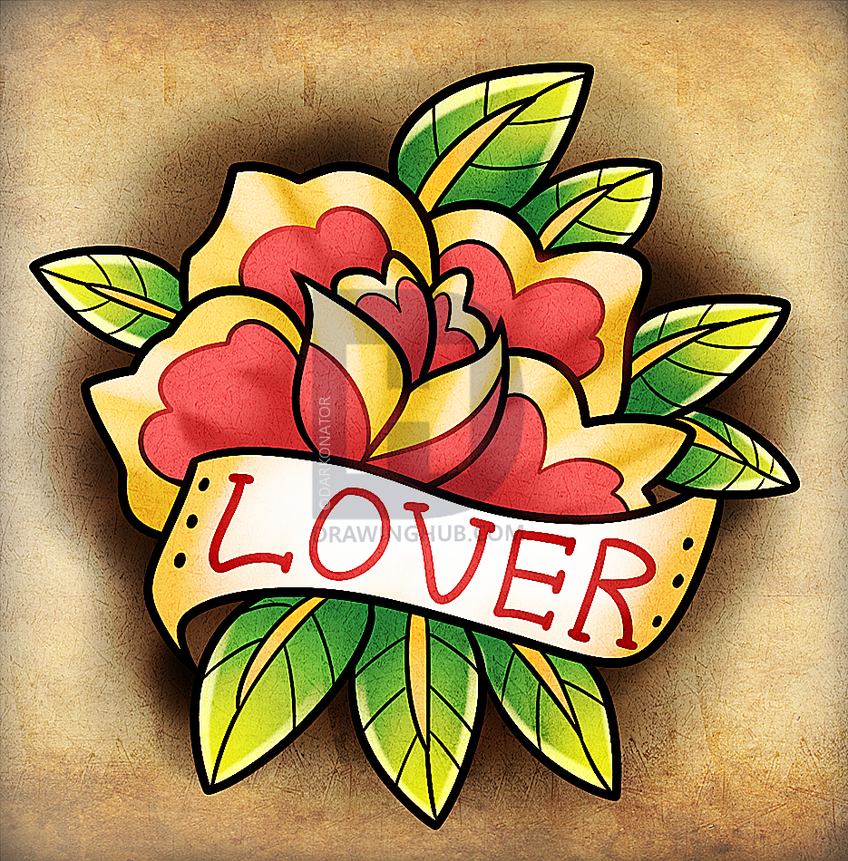 935x950 How To Draw A Vintage Rose, Step