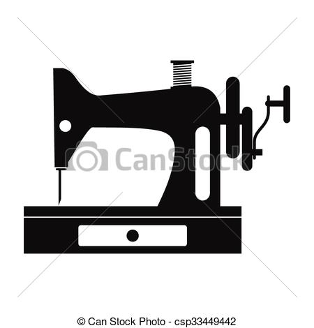 450x470 Black Old Sewing Machine Simple Icon Isolated On White Background