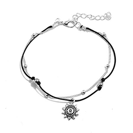 450x450 Melodycp Women's Vintage Sun Flower Anklet For Birthday Gifts