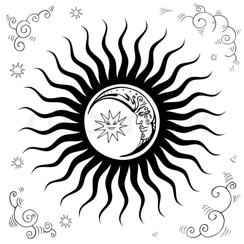 800x800 Vintage Hand Drawn Vector Illustration Design Element Sun