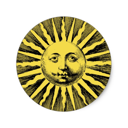 540x540 Vintage Sun Face Classic Round Sticker