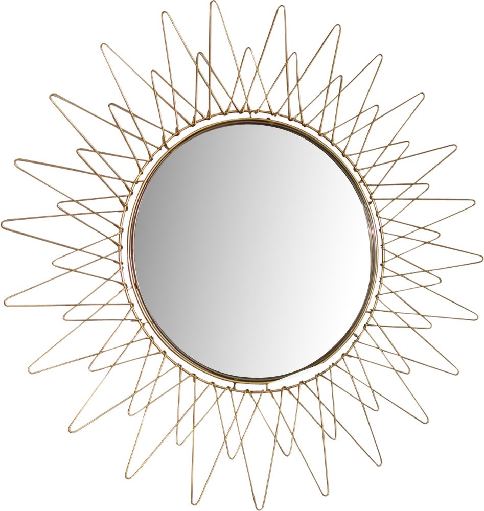 947x1000 Vintage Brass Sun Mirror