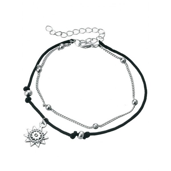 600x600 Wholesale Vintage Metal Sun Foot Jewelry Anklet Chain Silver