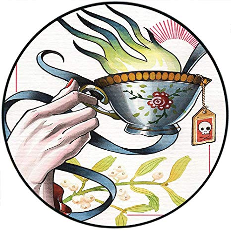 466x466 Short Plush Round Rugs Feminine Hand Flamed Old