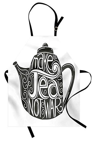 371x550 Quote Apron, Teapot Silhouette With Peaceful Lettering