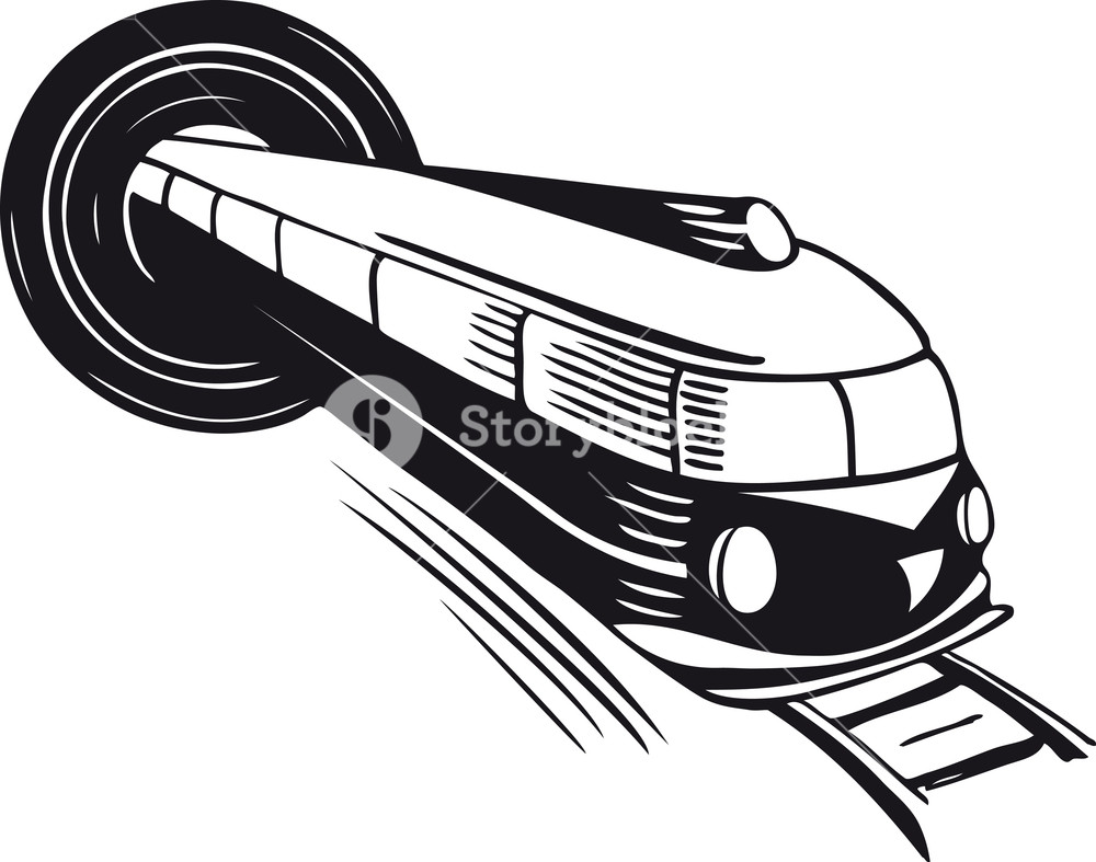 1000x787 Train Coming Out Of A Tunnel, Retro And Vintage Illustration