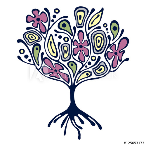 500x500 Vector Hand Drawn Illustration, Decorative Ornamental Stylized