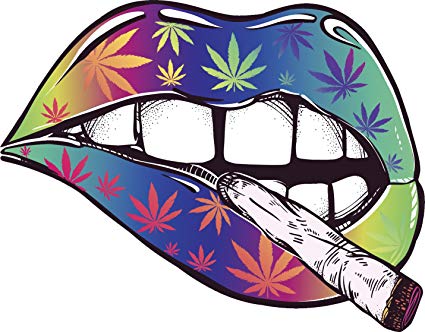 425x332 Pretty Marijuana Pot Lips Paint Drawing