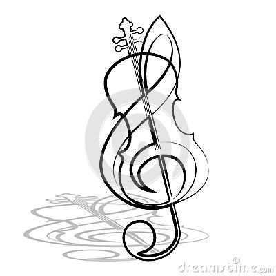 400x400 Black And White Violin And Bow Graphics