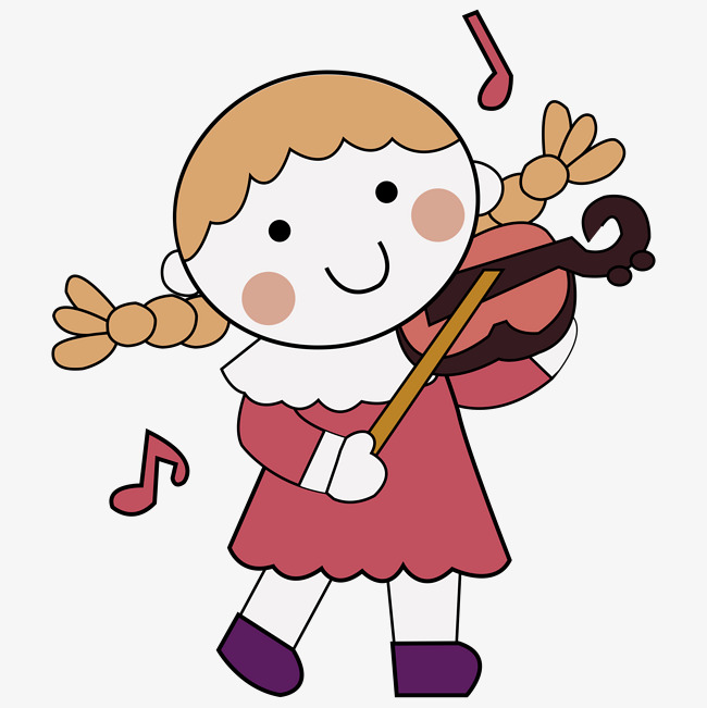 650x651 Cartoon Vector Children Drawing Girl Playing Violin Image