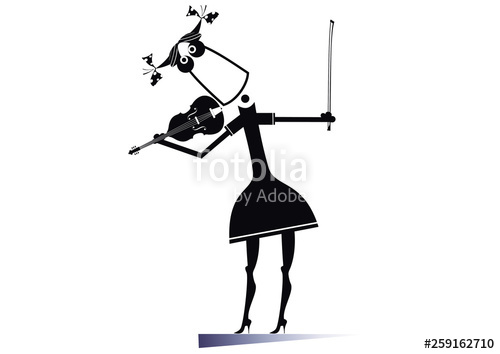 500x354 Cartoon Violinist Woman Illustration Isolated Cartoon Woman