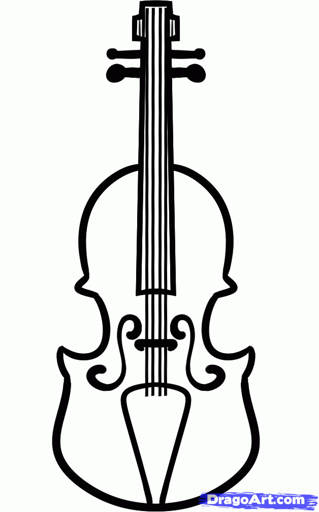 628x1006 How To Draw A Violin For Kids, Step
