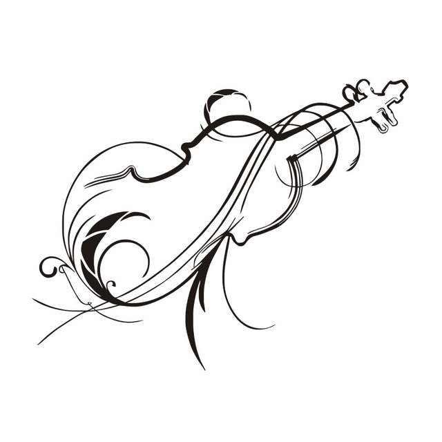 640x640 Online Shop Classic Silhouette Art Violin Wall Sticker Music