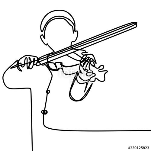 500x500 Violin Music Player With Single Continuous One Line Art Vector