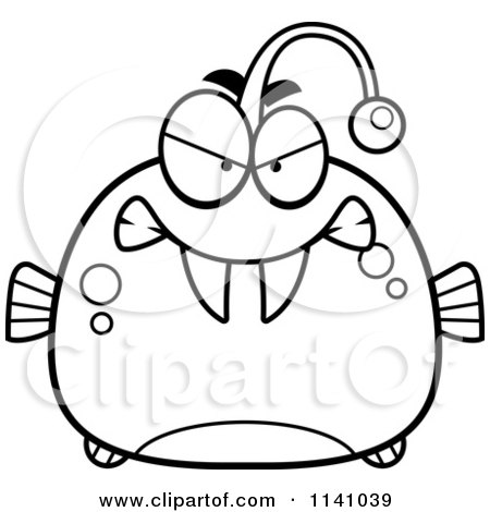 450x470 Cartoon Clipart Of A Black And White Angry Viperfish