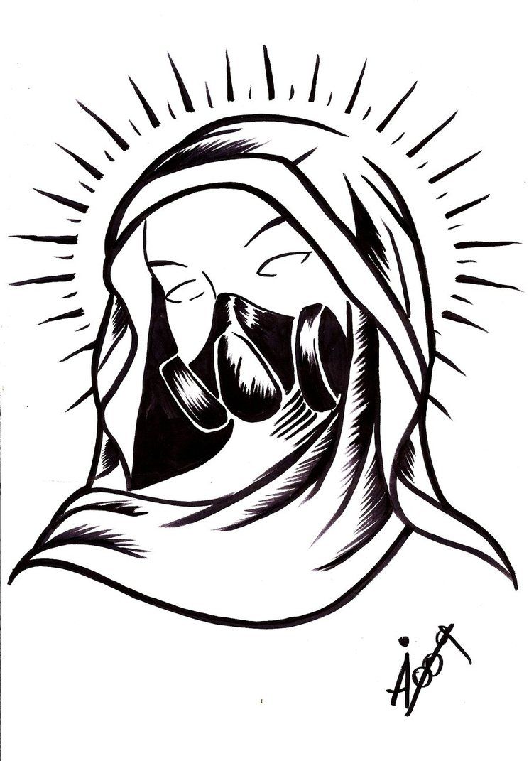 745x1071 Virgin Mary Drawings Black White