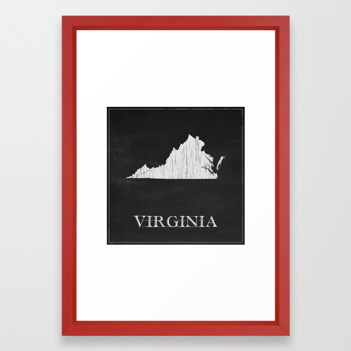 700x700 Virginia State Map Chalk Drawing Framed Art Print
