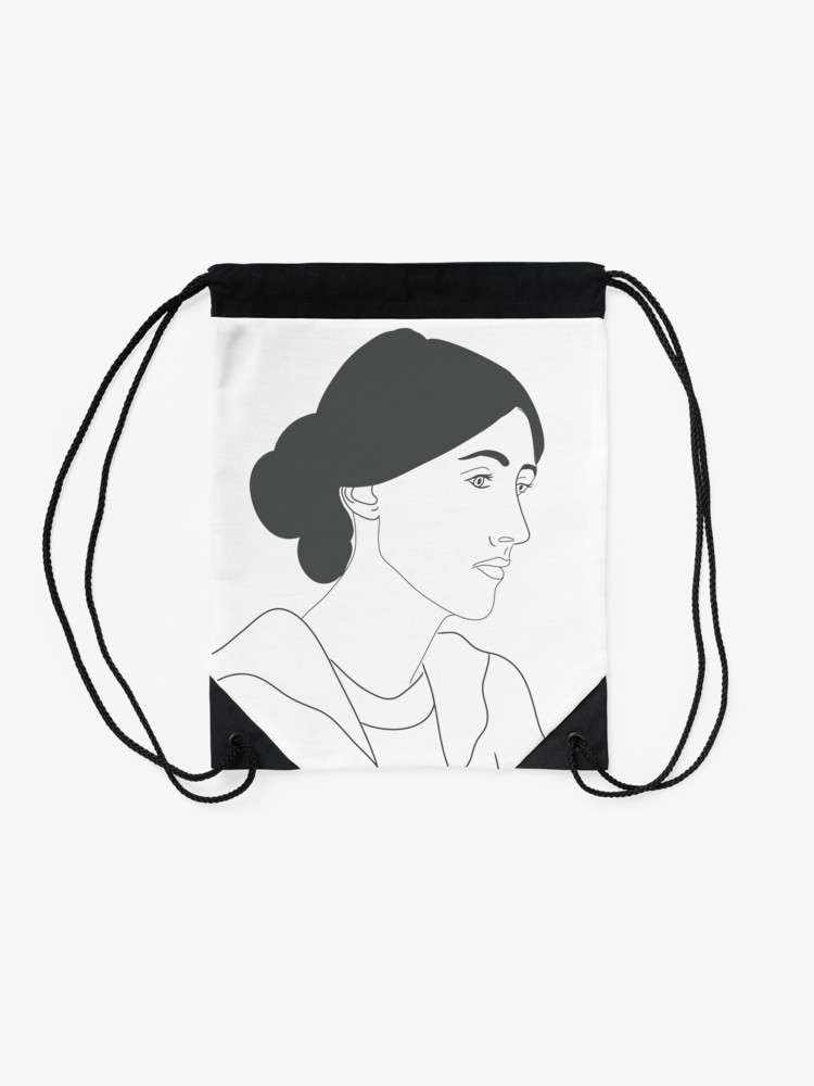 750x1000 Virginia Woolf In White And Grey Drawing Drawstring Bag