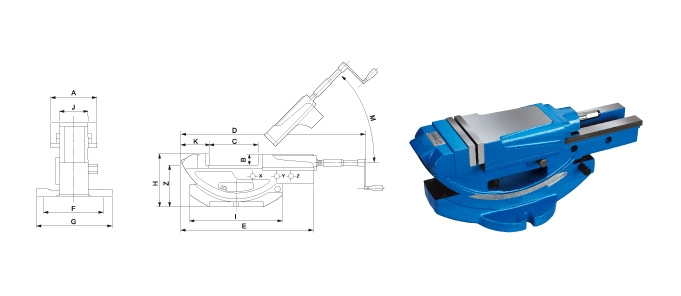 681x296 Tilting Hydraulic Vise
