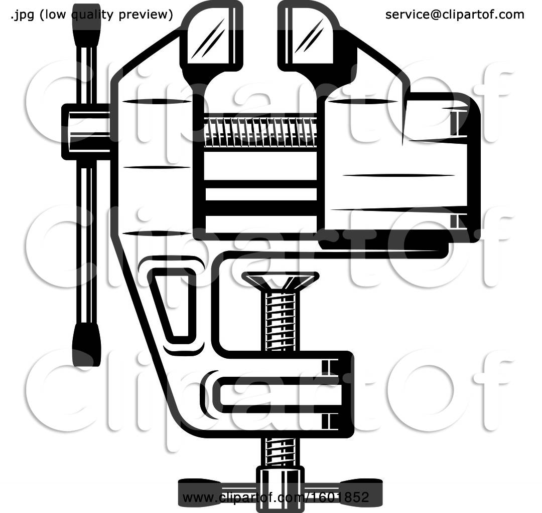 1080x1024 Clipart Of A Black And White Workshop Vise