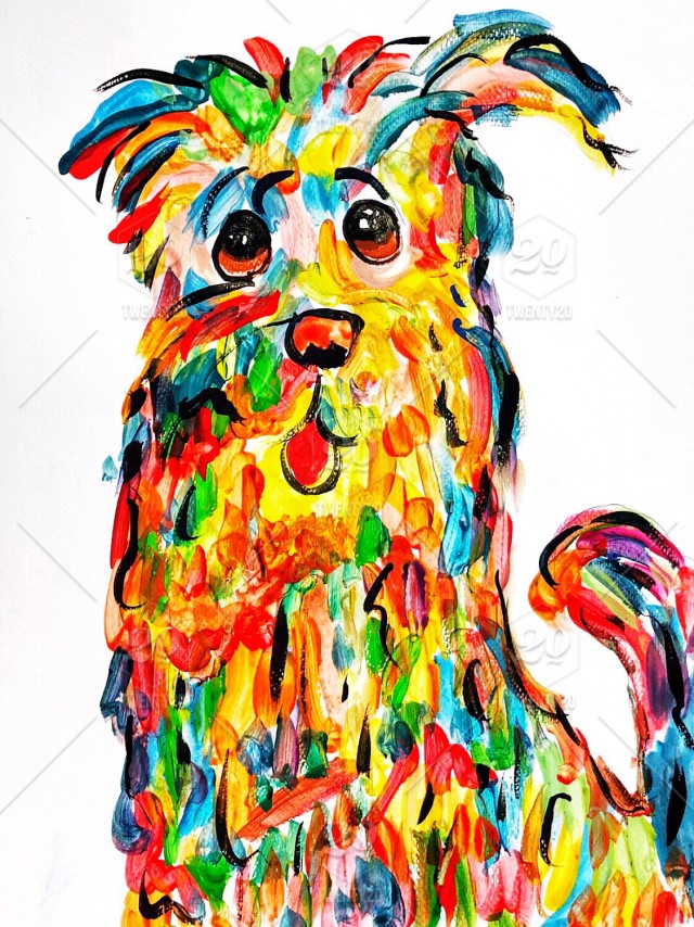 640x854 Cute Dog Painting