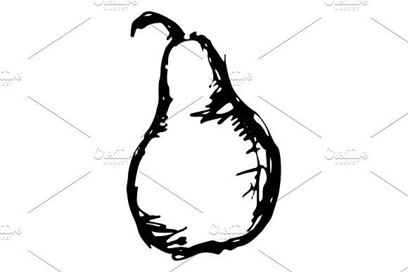580x387 art, vector, vegetable, fruit, pear, sweet, juicy, line, ink