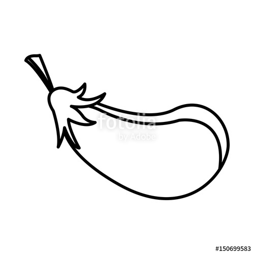 500x500 Eggplant Vegetable Nutrition Vitamin Food Line Vector Illustration