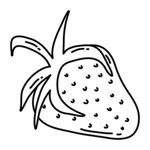 300x300 Line Delicious Strawberry Fruit Organic Vitamin Vector