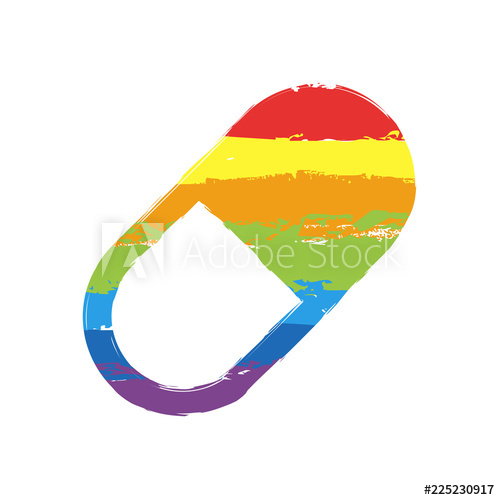 500x500 Simple Symbol Of Pill Or Vitamin Drawing Sign With Lgbt Style