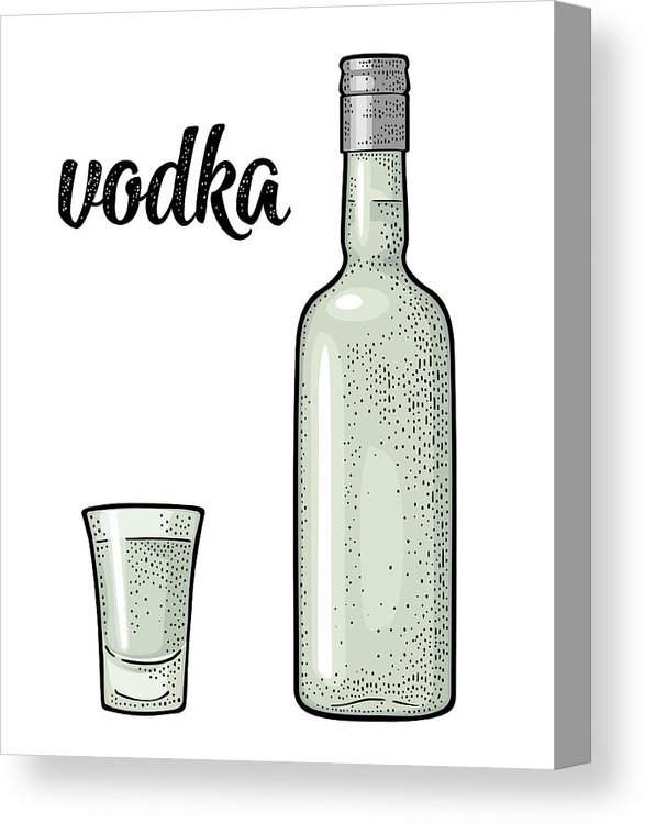 587x750 Glass And Bottle Calligraphic Handwriting Lettering Vodka Canvas