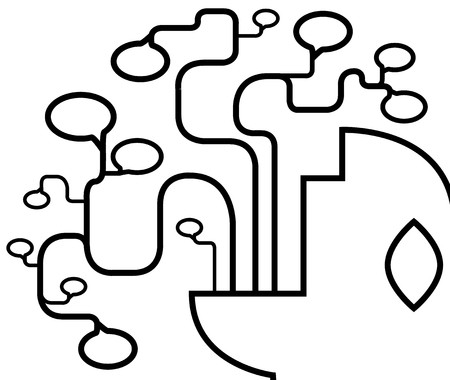 450x380 Talking Head Voice Abstract Line Drawing Black, Stylized Vector