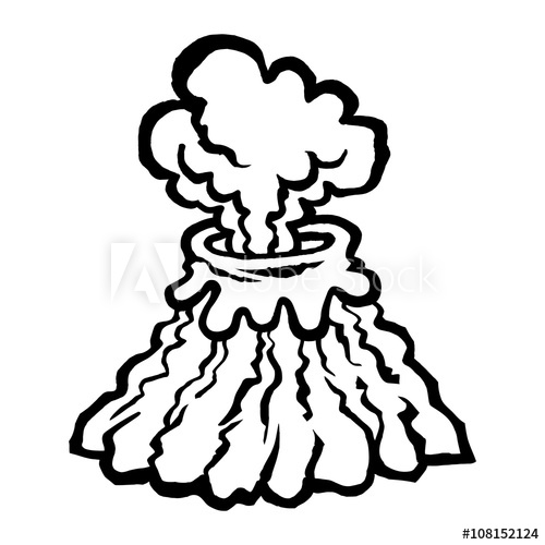 500x500 Vector Illustration Of A Cartoon Volcano With Smoke And Hot Lava