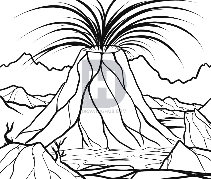 848x720 How To Draw A Supervolcano, Supervolcano, Step