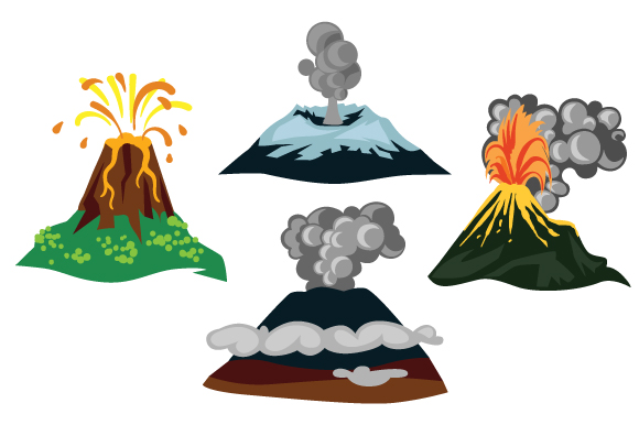 580x386 Set With Different Volcano Drawings