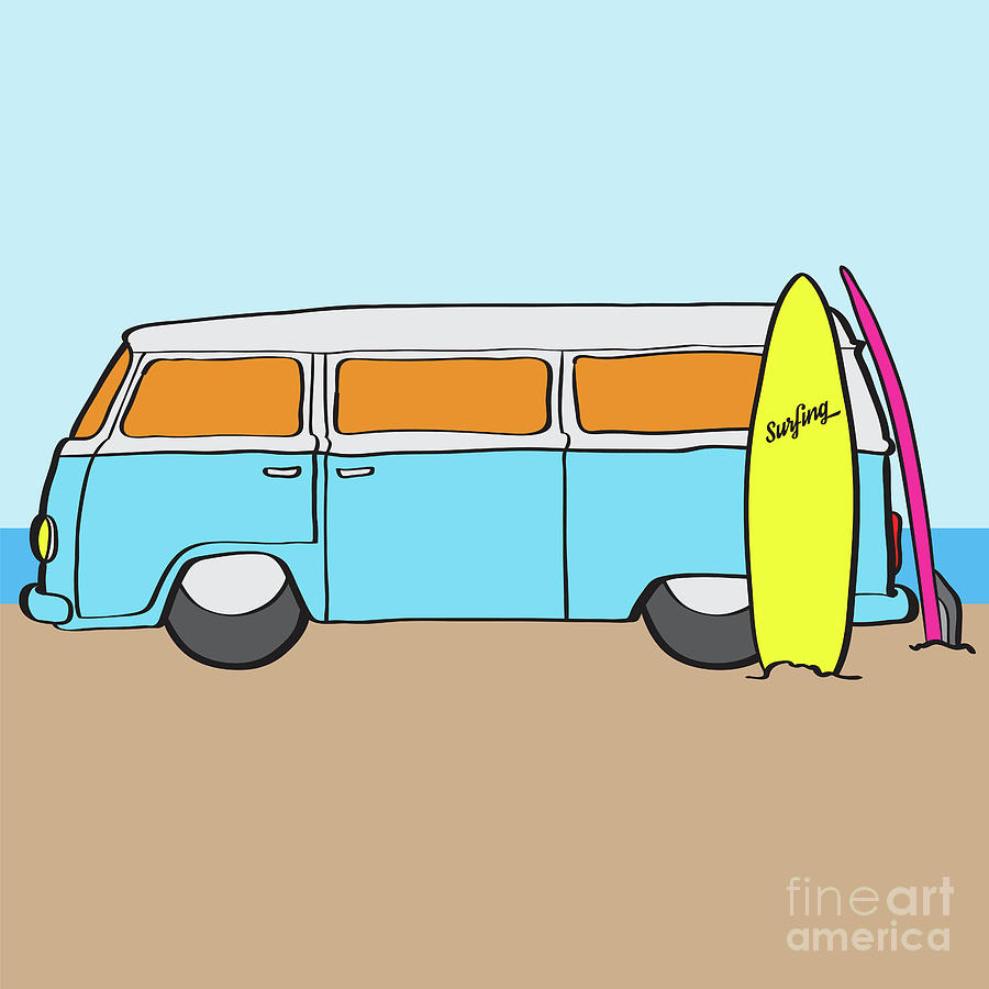 900x900 Surfing Australia Vw Kombi Van Digital Art