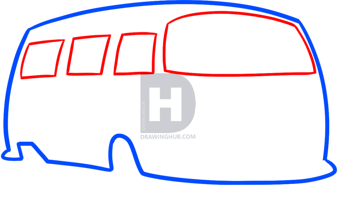 1080x701 How To Draw A Hippie Van, Step