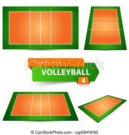 450x470 Volleyball Court Four Items Template Vector