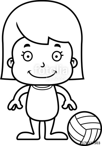 349x500 Cartoon Smiling Beach Volleyball Player Girl Stock Image
